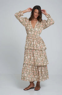 Regina Dress - Rajasthan Peach/Khaki