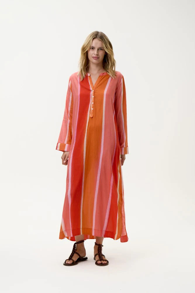 Bazaar Stripe Dress-Moroccan Stripe/Cotton - Sunset