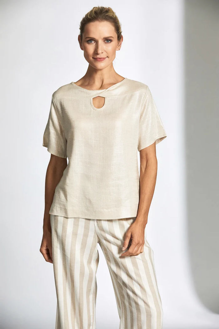 Glazed Linen Top - Sand