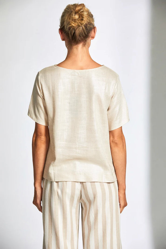 Glazed Linen Top - Sand