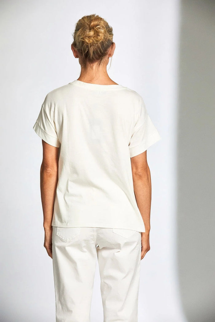 Metallic Front Top - Golden/Ecru