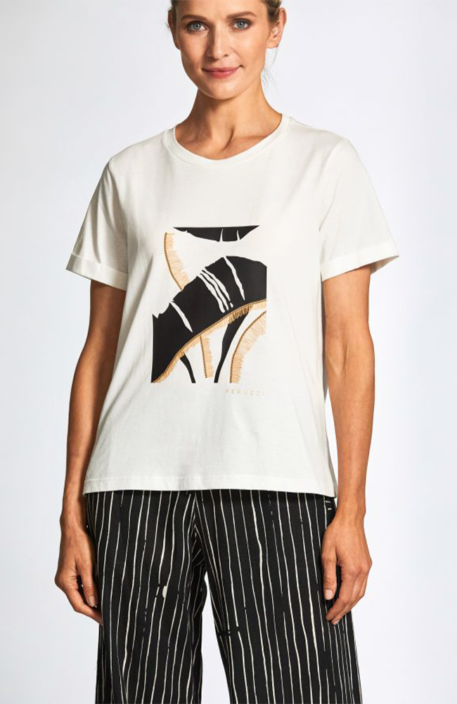 Abstract T-Shirt - White/Black/Sand