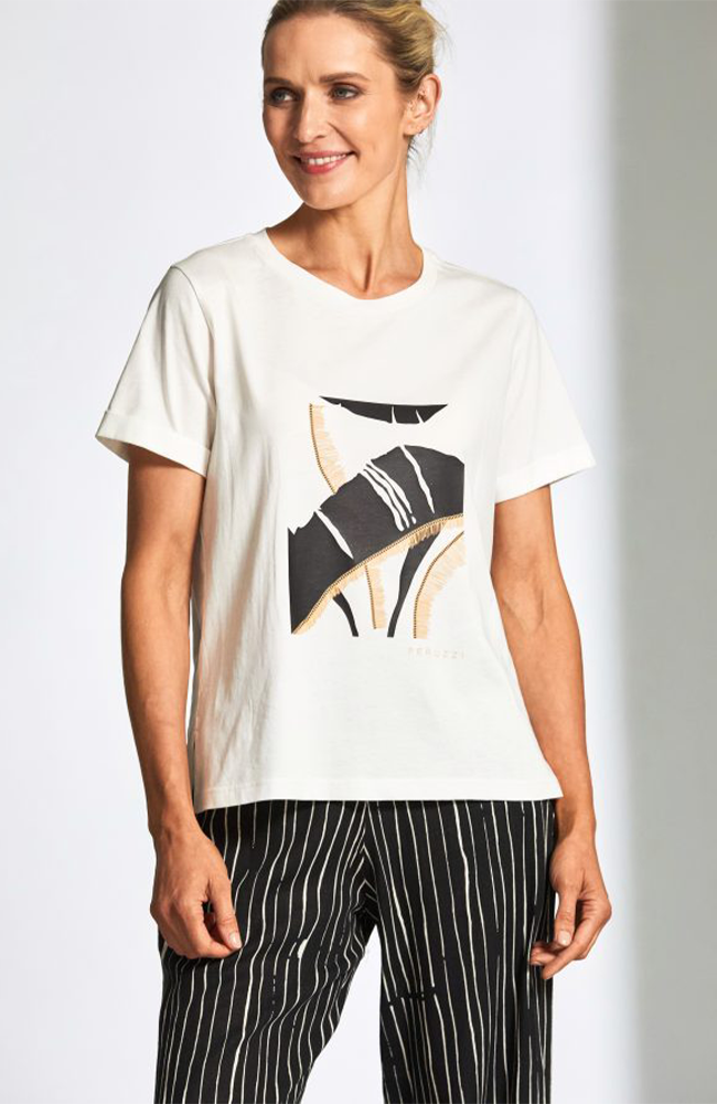 Abstract T-Shirt - White/Black/Sand