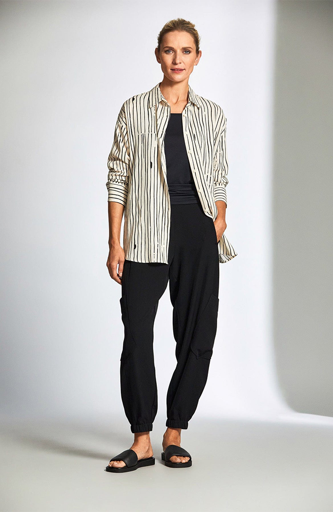 Broken Stripe Shirt - Ecru/Black