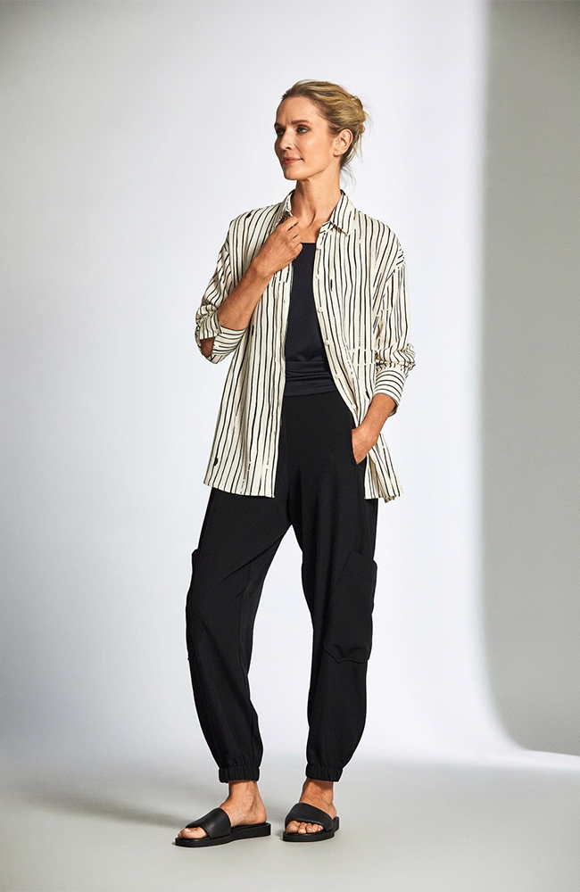 Broken Stripe Shirt - Ecru/Black