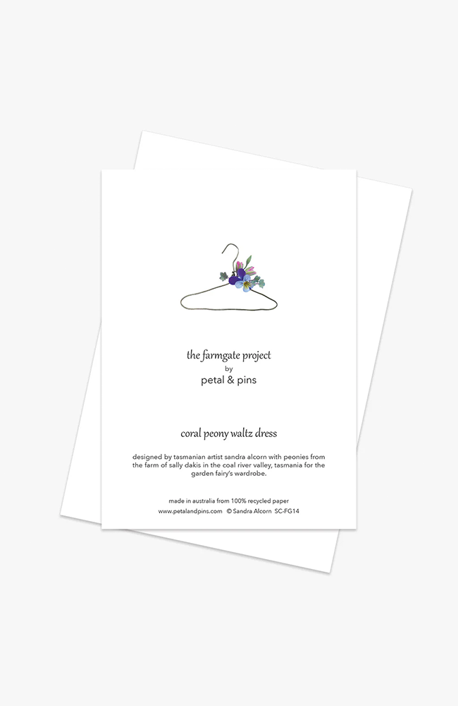 Coral Peony Waltz Dress Greeting Card