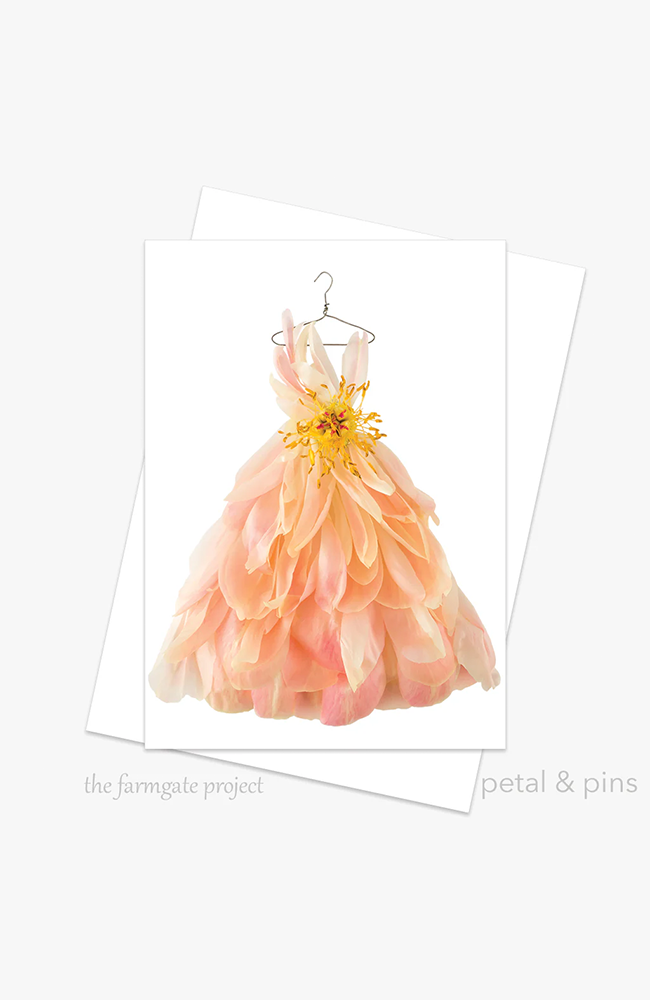 Coral Peony Waltz Dress Greeting Card