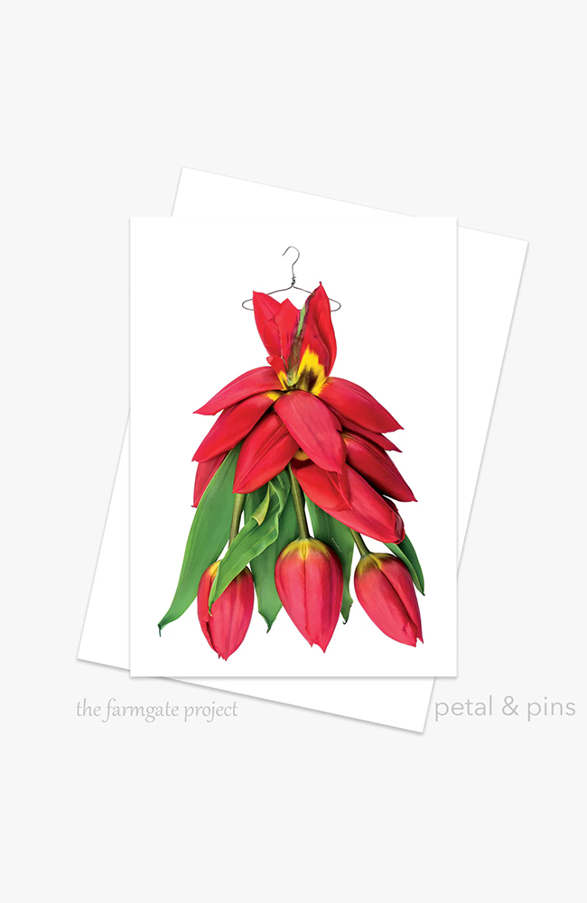 Red Tulip Dress Greeting Card