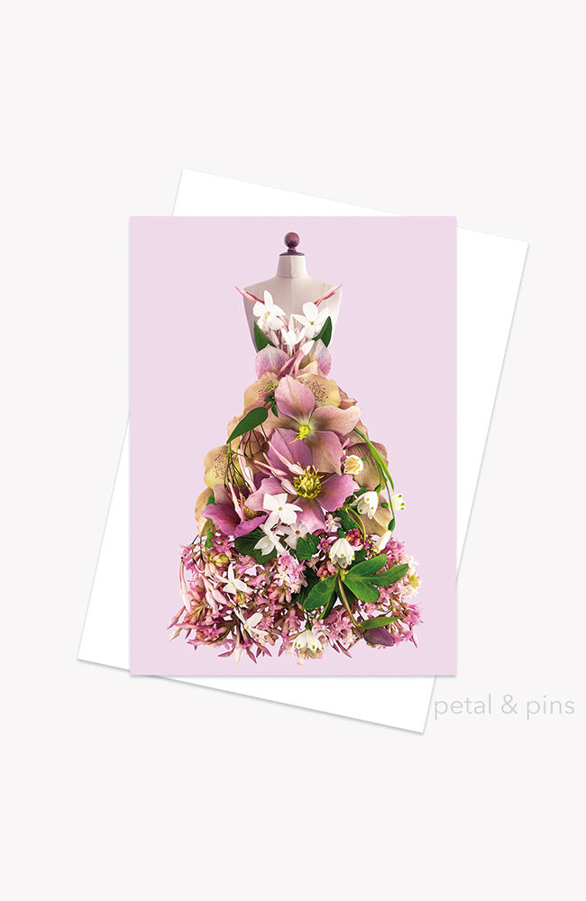 Garden Party Dress Floral Greeting Card