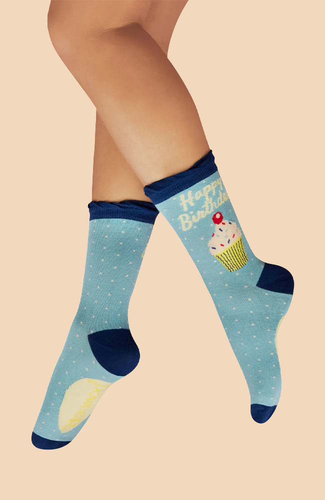 Birthday Treat Ankle Socks - Denim