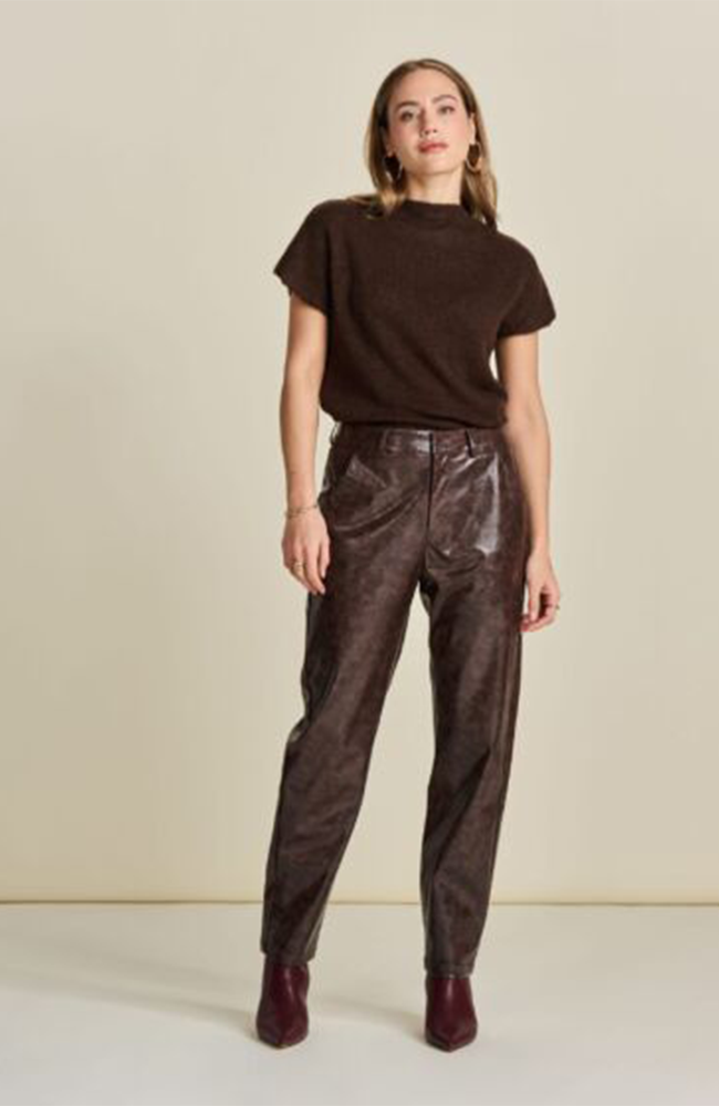 Faux Leather Pants - Brown