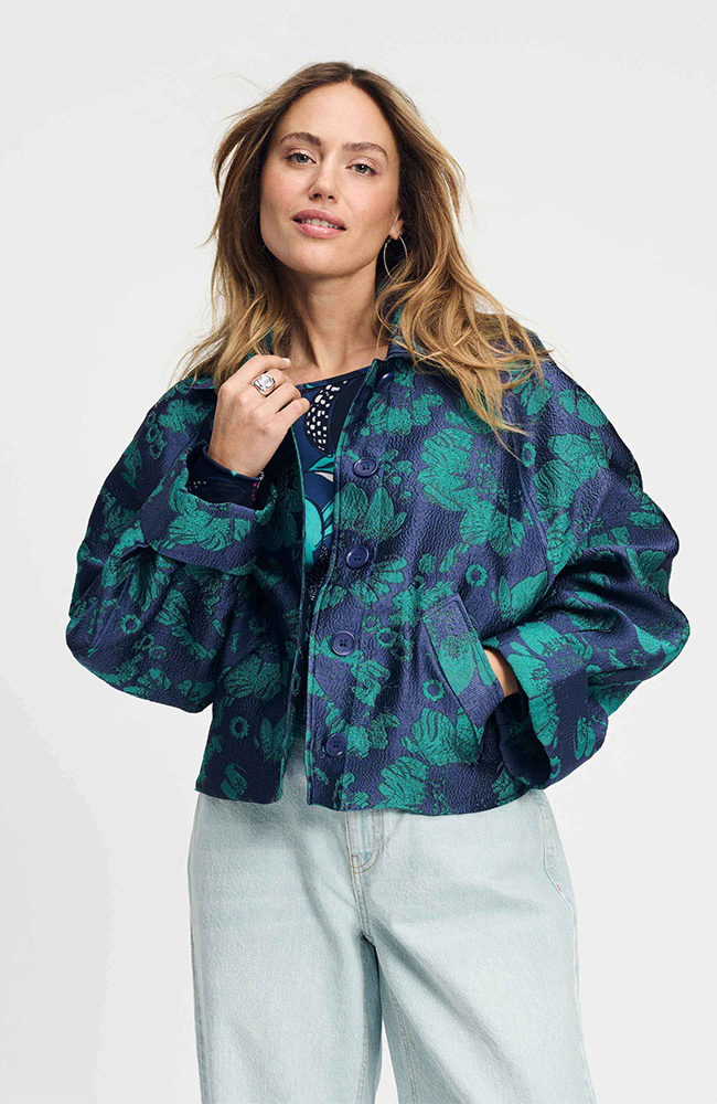 Jacket Floral Jacquard - Fresh Blue