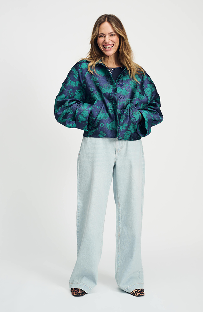 Jacket Floral Jacquard - Fresh Blue