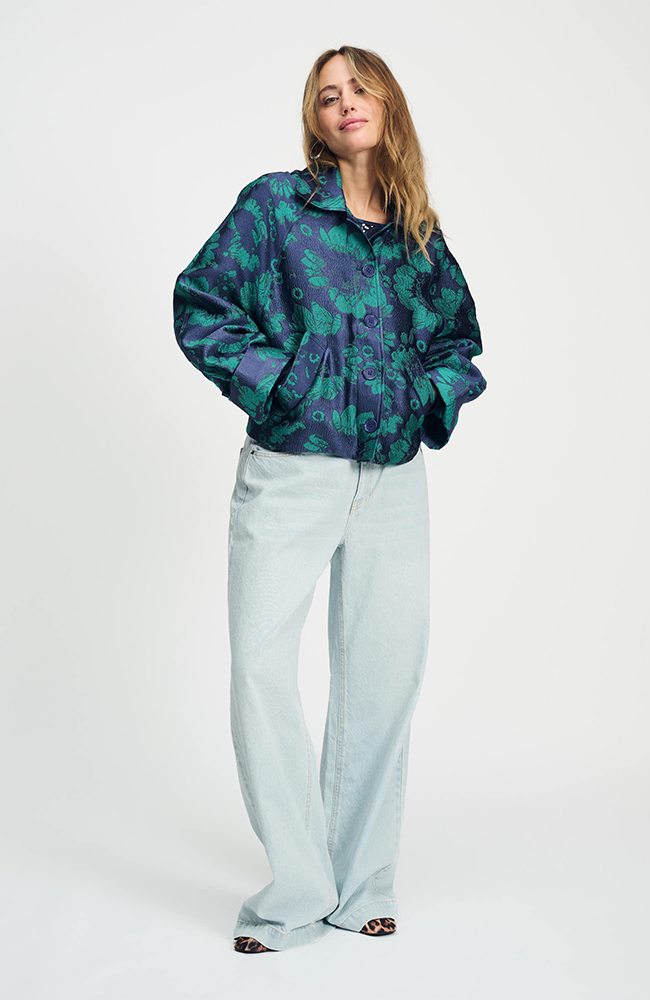 Jacket Floral Jacquard - Fresh Blue