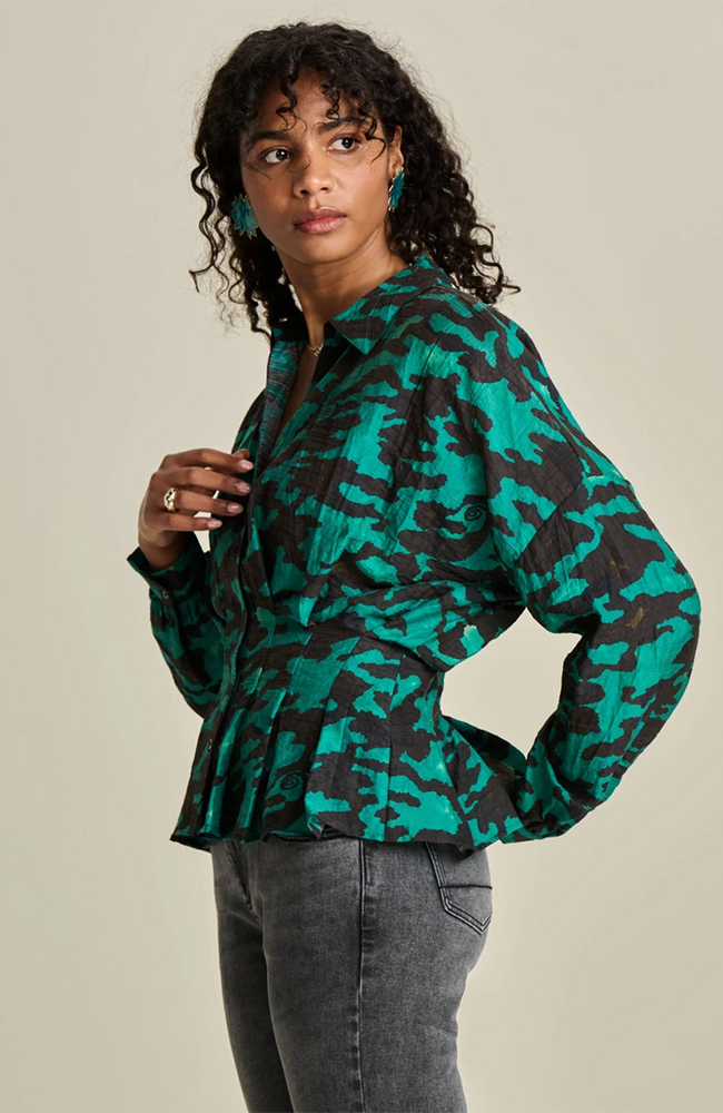 Camo Teal Green Blouse