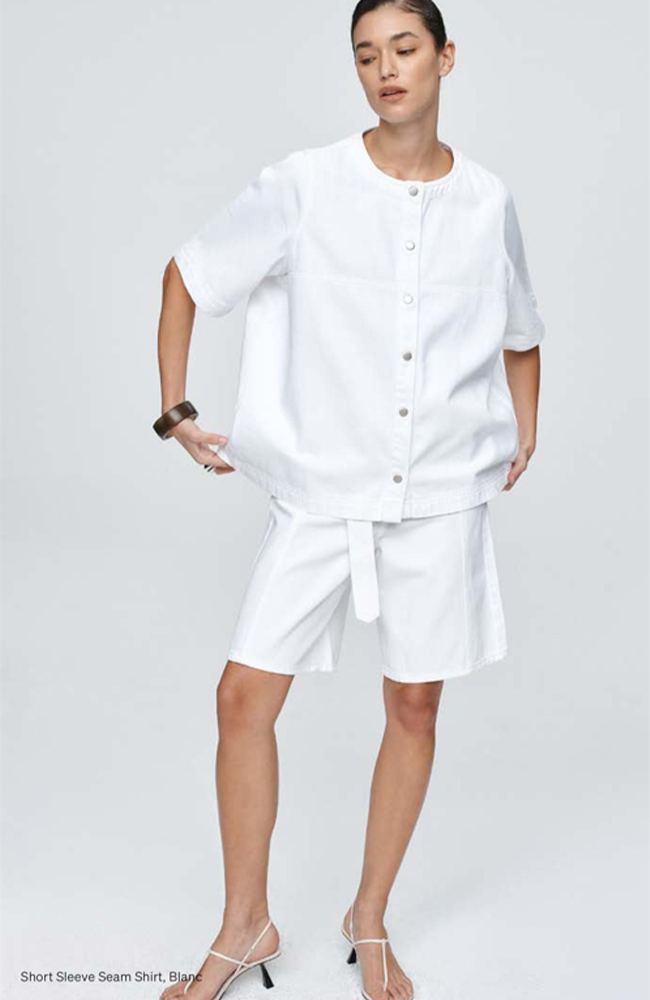 Short Sleeve Seam Shirt - Blanc