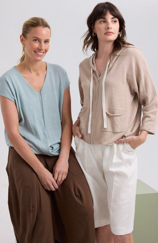Linen Drape Top - Taupe