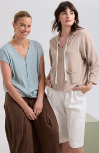 Linen Drape Top - Cyan