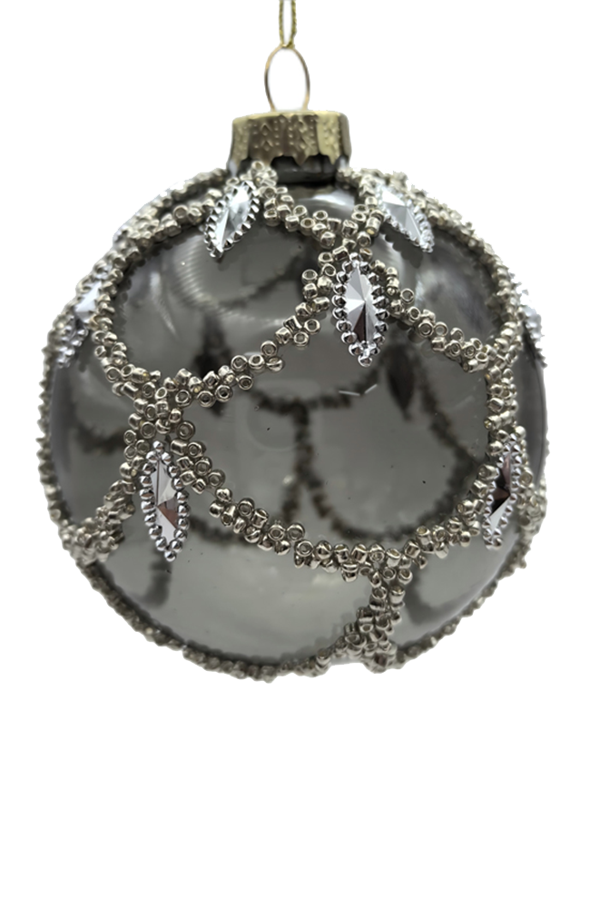 Glass Bauble Black w/ Jewels