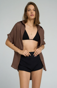 Georgie Linen Shirt - Chocolate