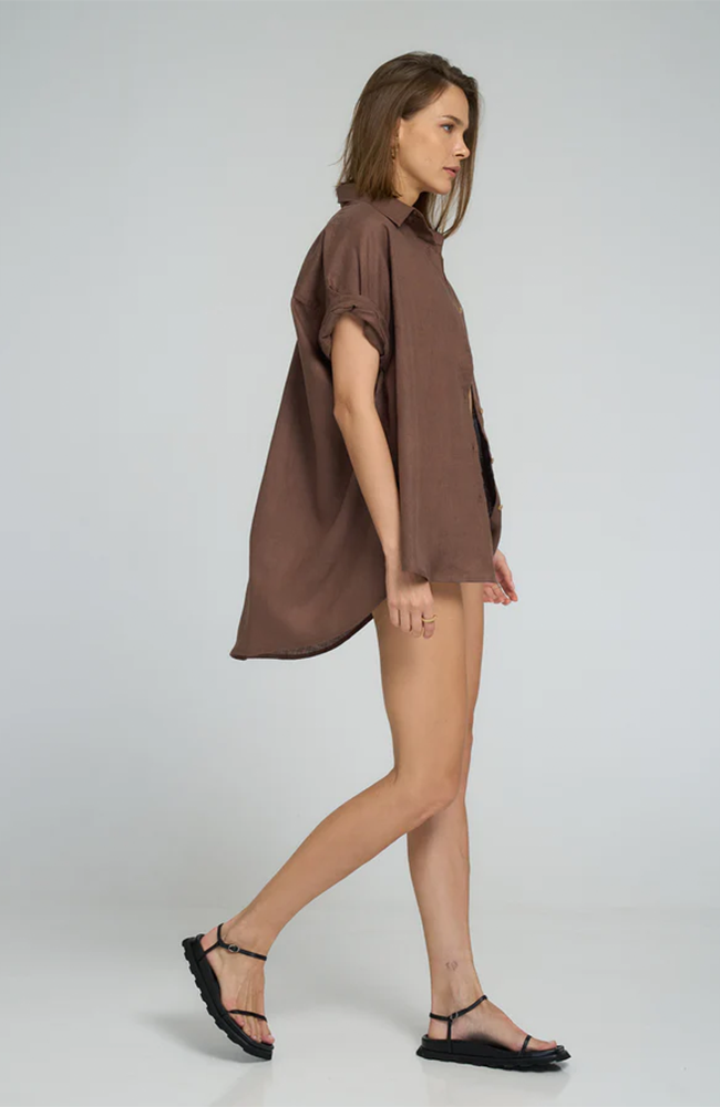 Georgie Linen Shirt - Chocolate
