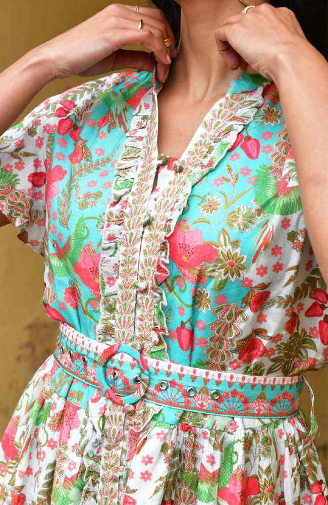 Hummingbird Mini Dress - Green