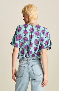 Georgie Flower Top - Aqua
