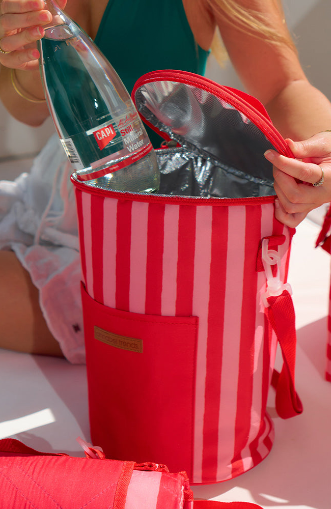 Picnic Cooler Bag Barrel - Red Stripe (Tall)