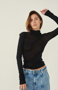 Massachusetts L/S Roll-Neck Tee - Black