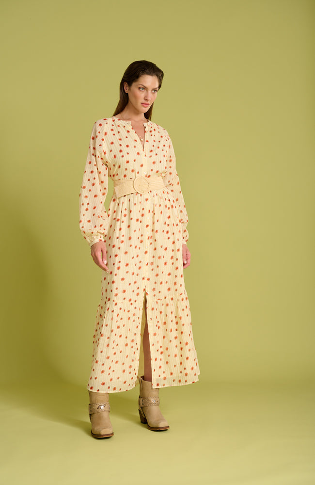 Flower Poms Dress - Ivory