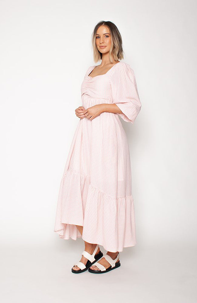 Sweetheart Midi Dress - Rose Gingham