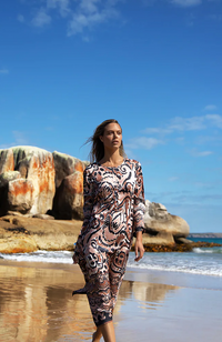 Llew Maxi Dress-Valencia/Cupro - Mocha