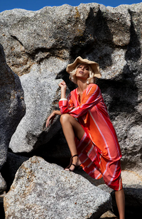 Bazaar Stripe Dress-Moroccan Stripe/Cotton - Sunset