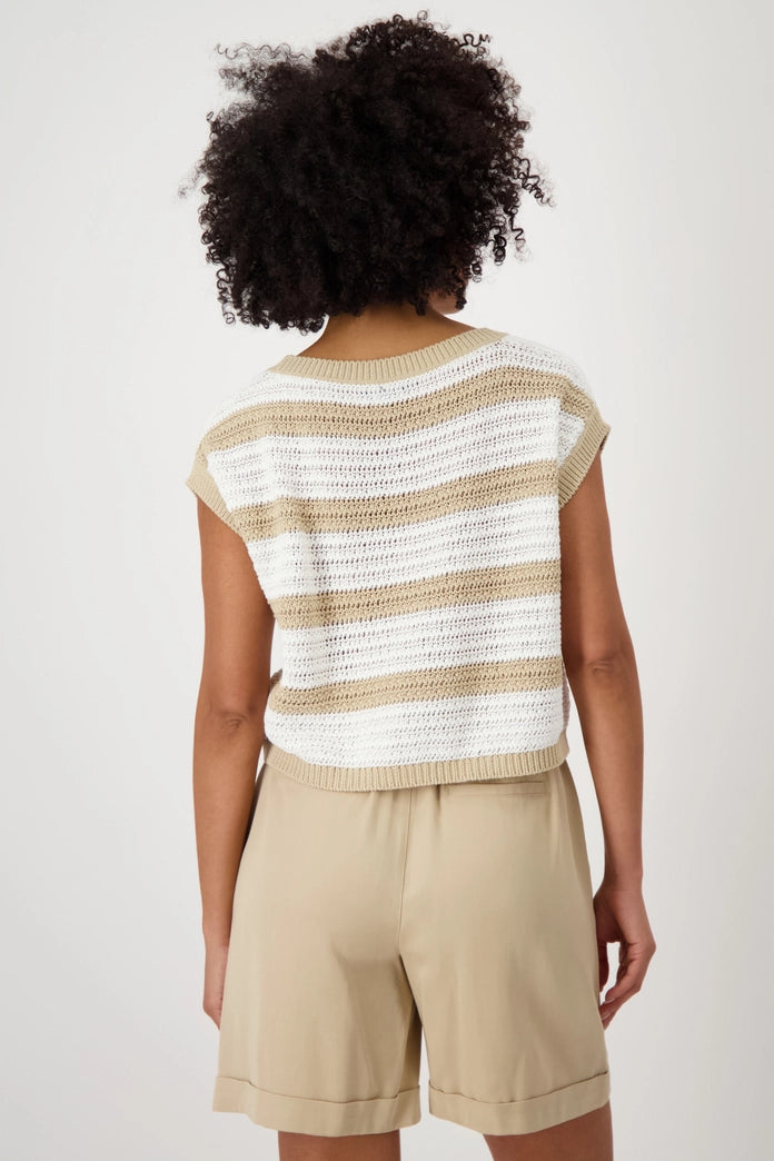 Round Neck Pullover Stripes - Camel Stripe