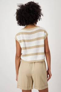 Round Neck Pullover Stripes - Camel Stripe