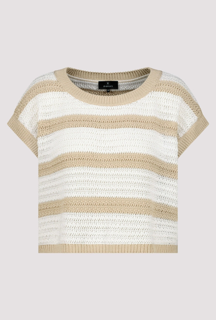 Round Neck Pullover Stripes - Camel Stripe