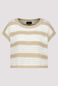 Round Neck Pullover Stripes - Camel Stripe