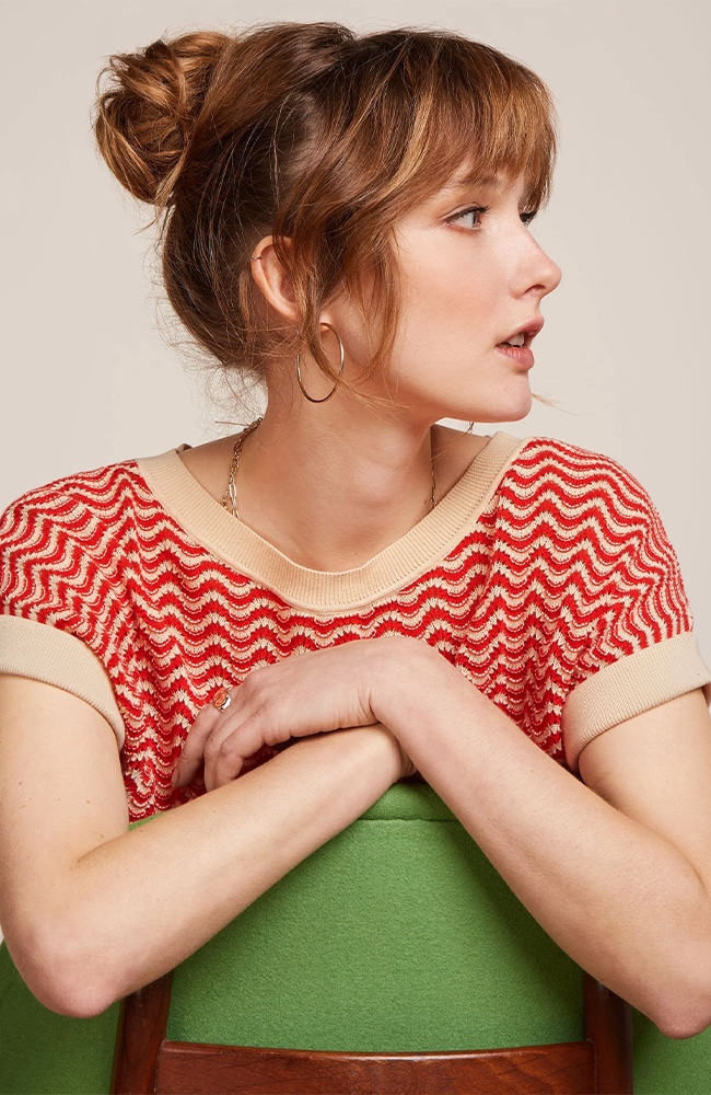 Boatneck Top - Fire Red Tide