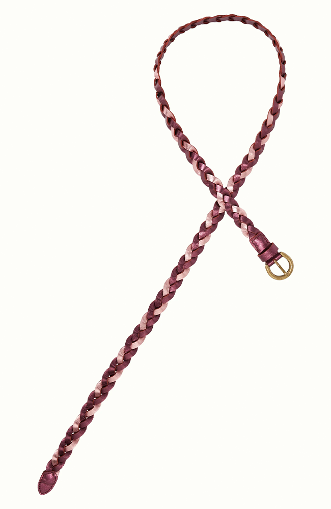 Shiny 2 Tone Belt - Bordeaux Red