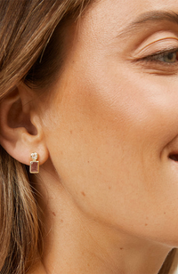 Clover Earring - Strawberry Quartz