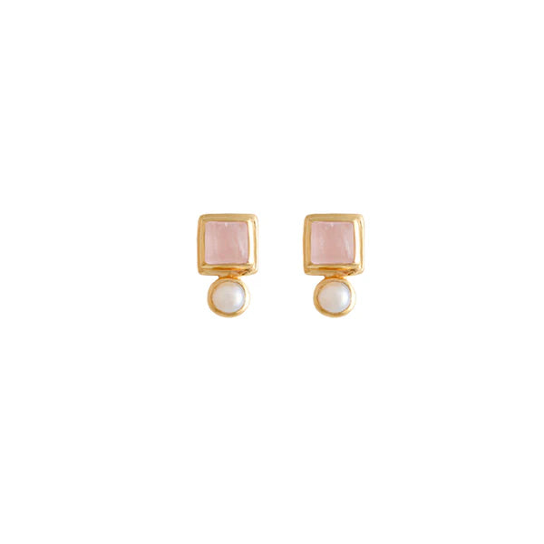 Impressionist Earrings - Rose Quartz