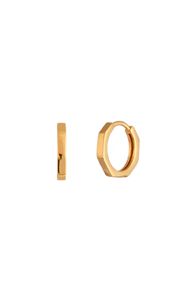 Hex Huggie Earrings - Gold