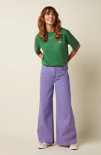 Boxy Top - Placement Print/Peapod Green