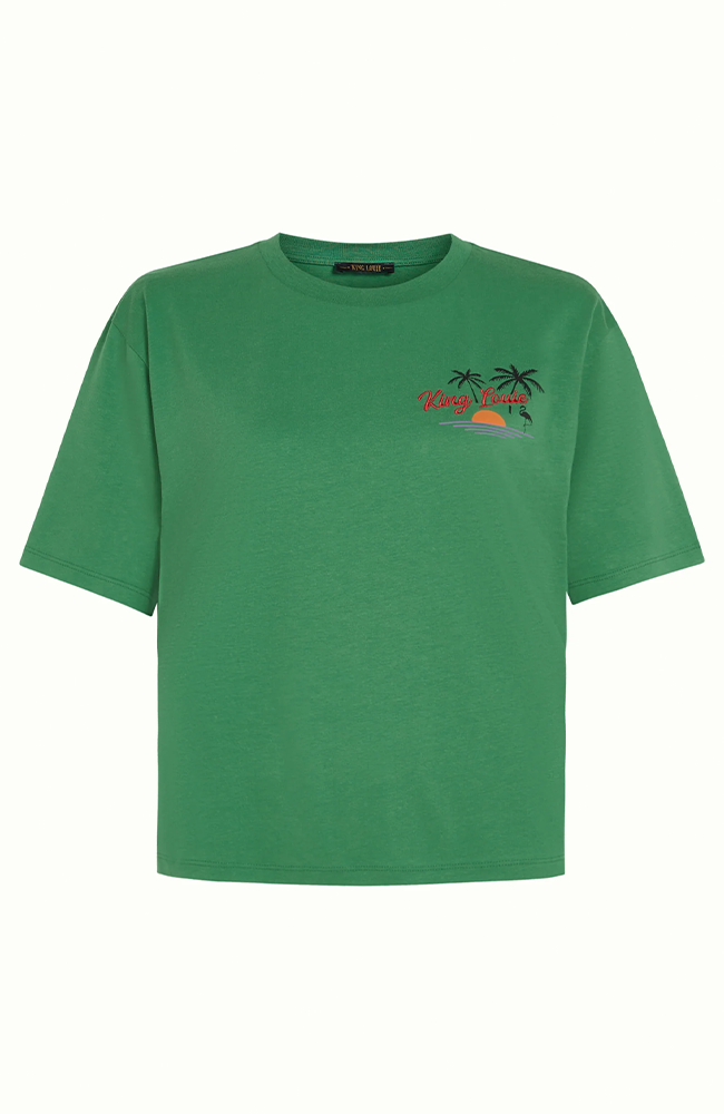 Boxy Top - Placement Print/Peapod Green