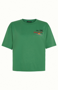 Boxy Top - Placement Print/Peapod Green