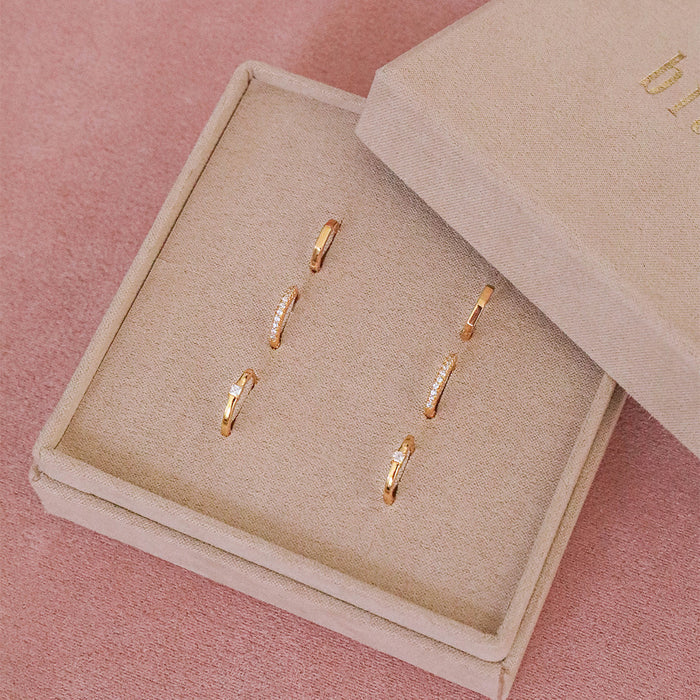 Hex Huggie Earrings - Gold