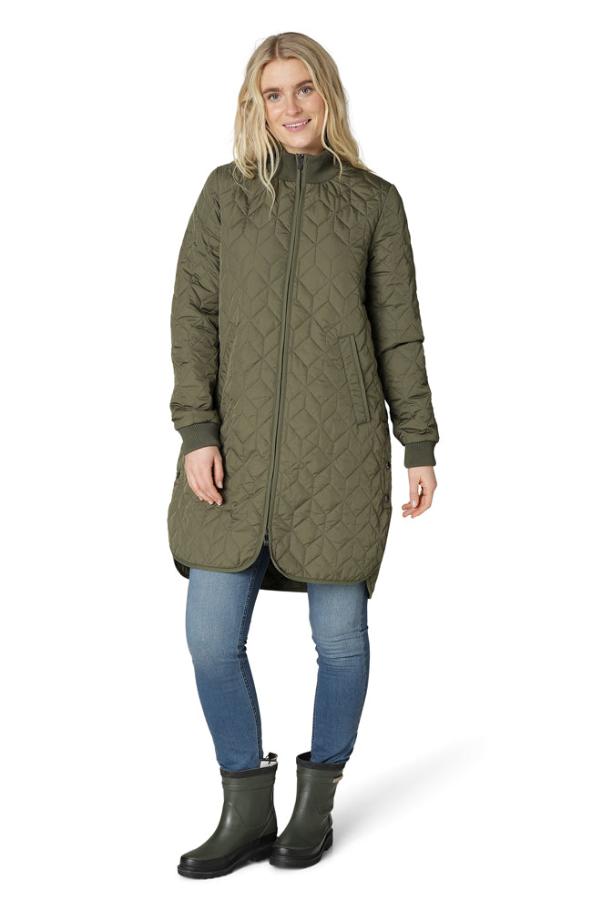 Long Quilt Coat - Army