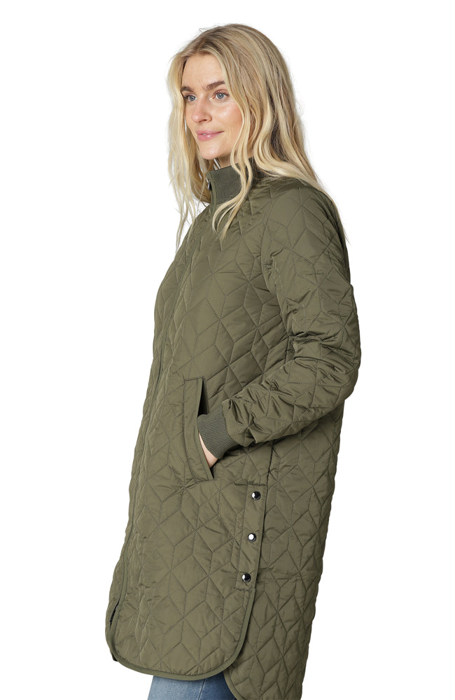 Long Quilt Coat - Army