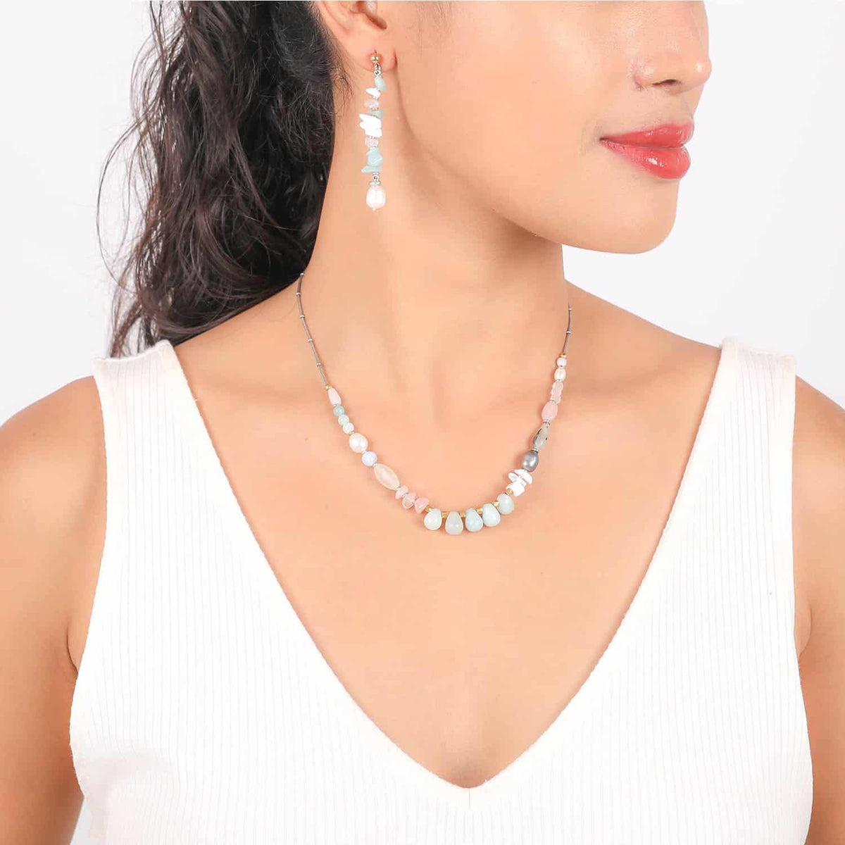 Rock & Pearl Long Earrings