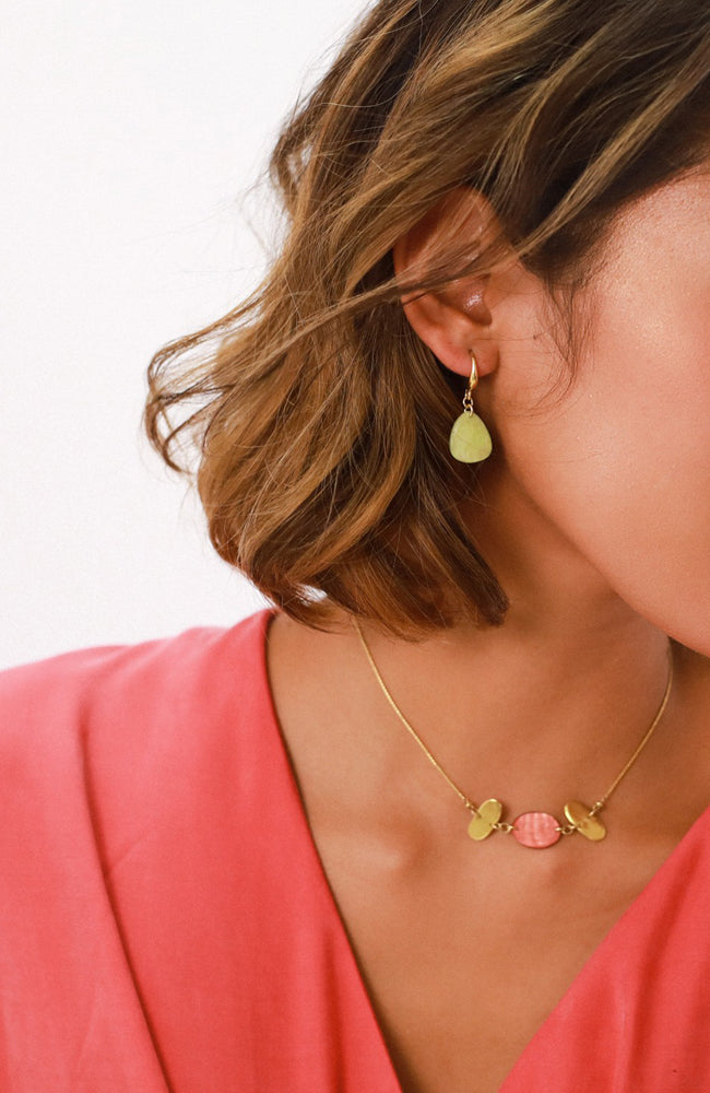CLAUDIA Laminated Capiz Earrings - Green